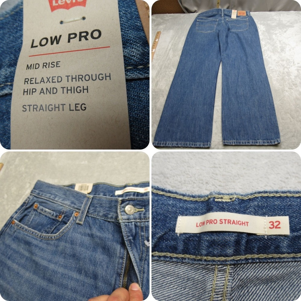 Levis Jeans Women 32 Medium Wash Low Pro Straight Leg MidRise (Actual 36X30) NEW